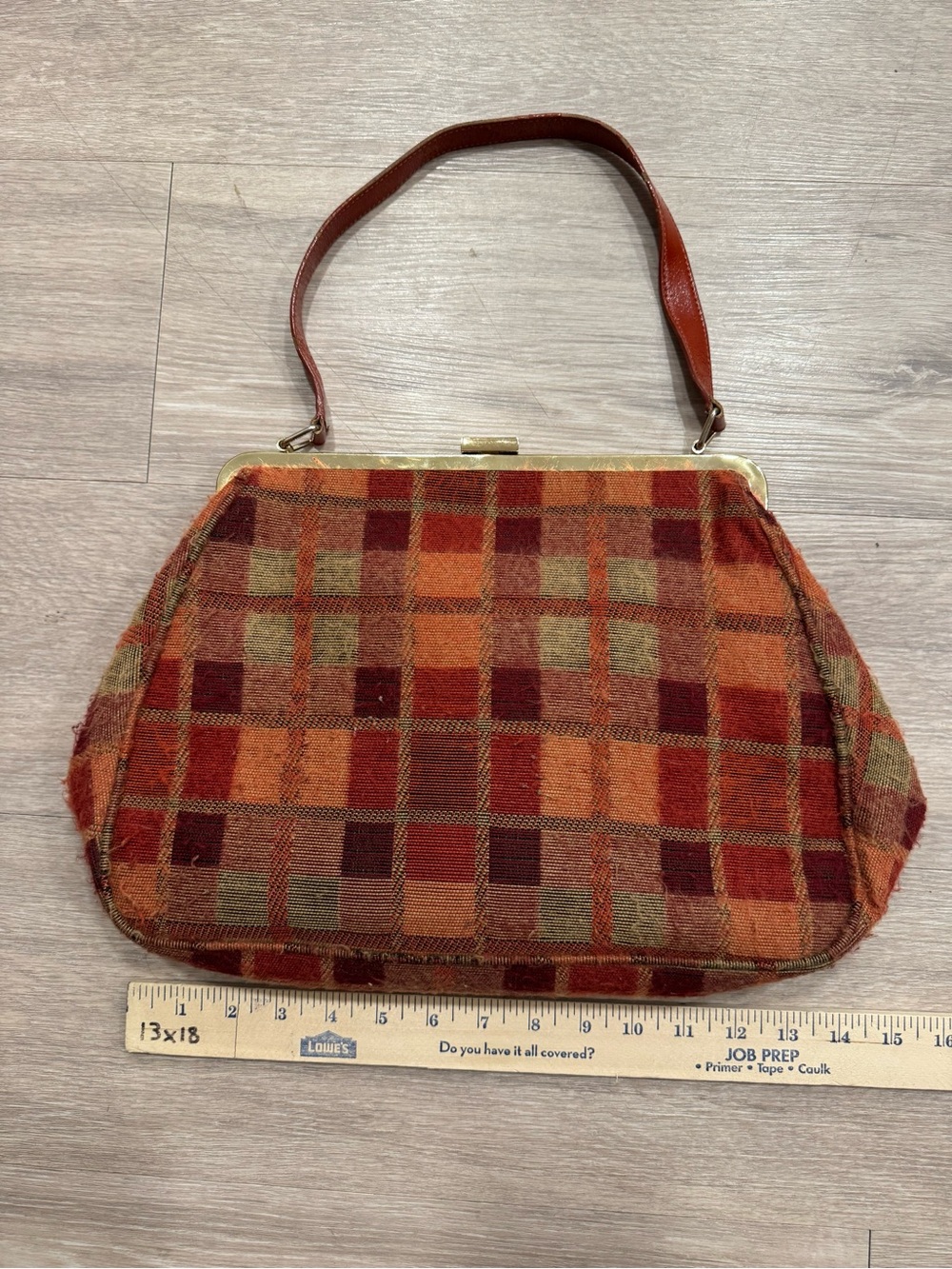 Cynthia Rowley Plaid Embroidered Floral Accent Shoulder Bag in Rust Orange - Picture 5 of 9